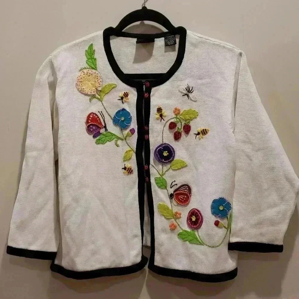 Vintage Christina Rotelli Long Sleeves Embelished Artsy Sweater